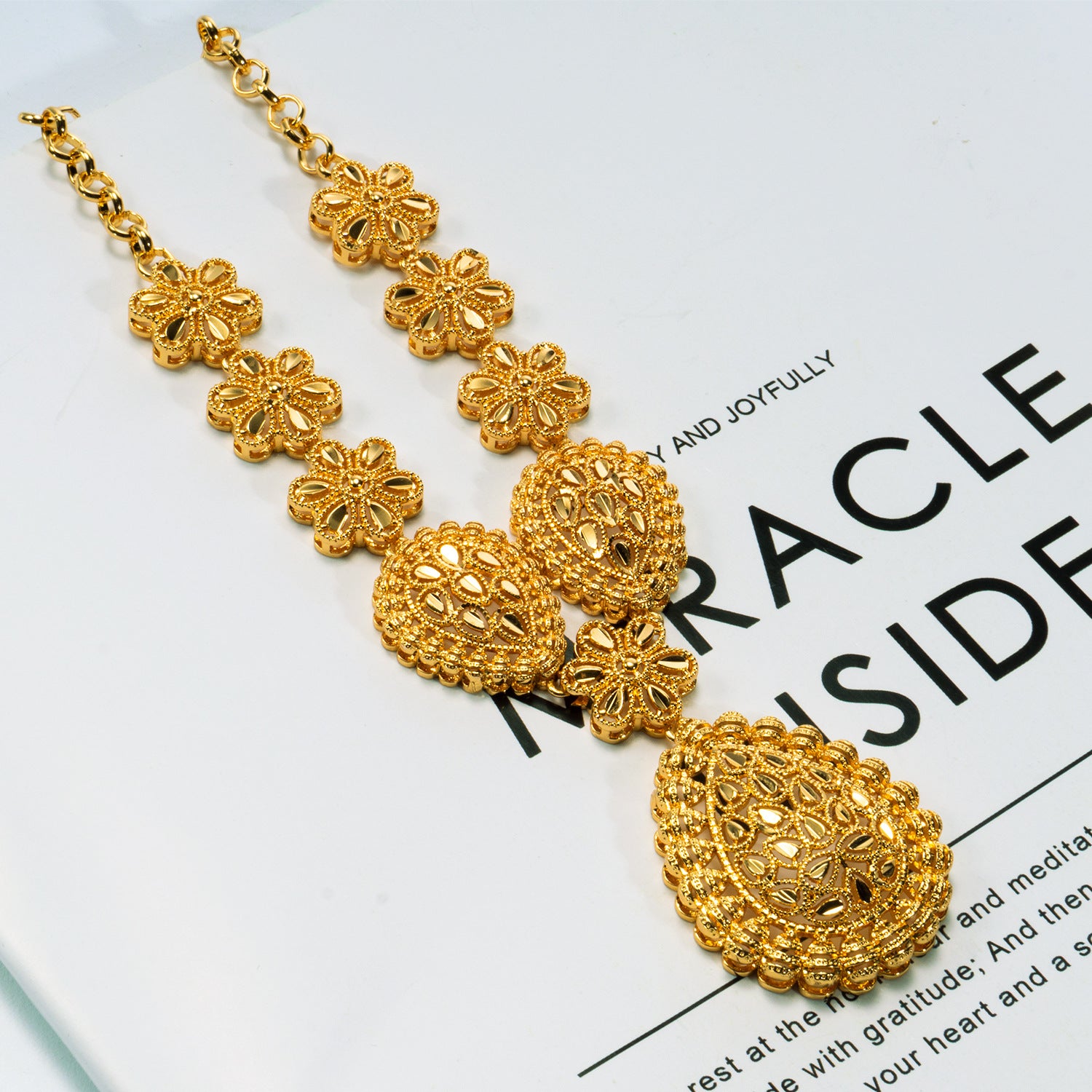 24K Gold Plated Bridal Necklace Earrings Jewelry Set
