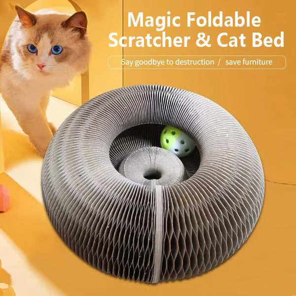 Magic Foldable Scratcher & Cat Bed