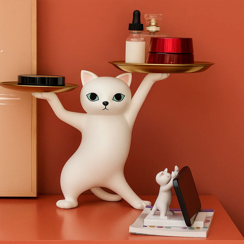 🐾 Resin Cat Decorative Tray Figurines