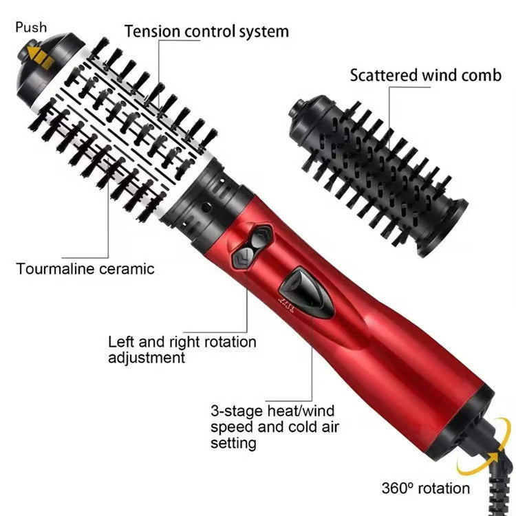 2-in-1 Rotating Hot Air Brush – Dry, Style & Shine in One Step