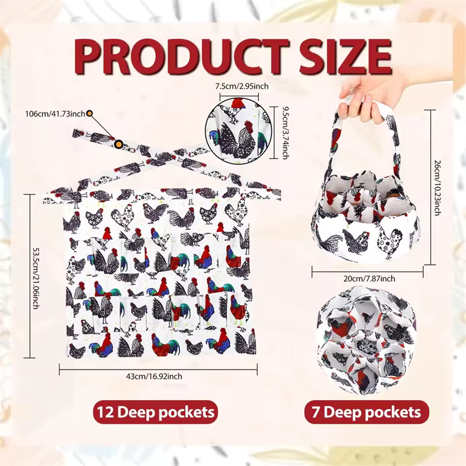 Multi-pocket egg collecting apron
