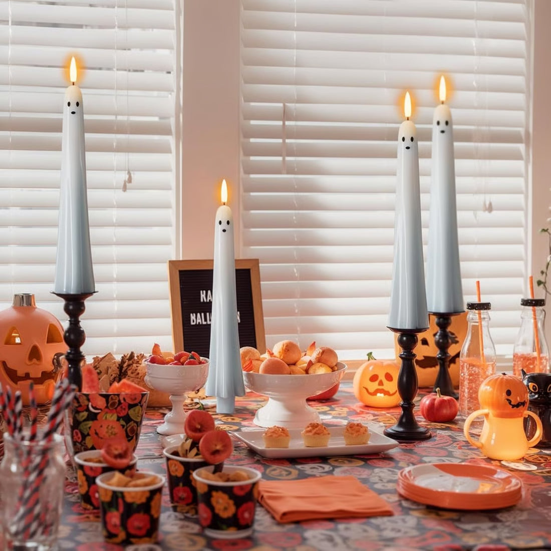 👻Ghost Flameless Taper Candles with Remote and Timer