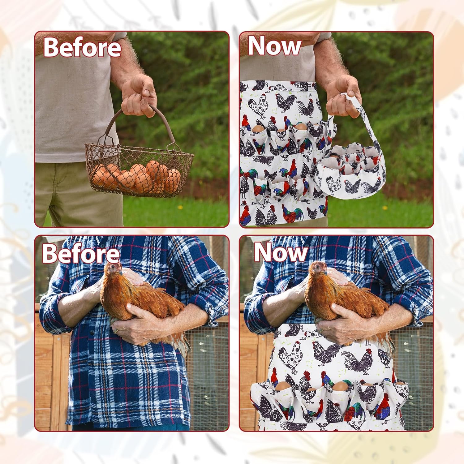 Multi-pocket egg collecting apron