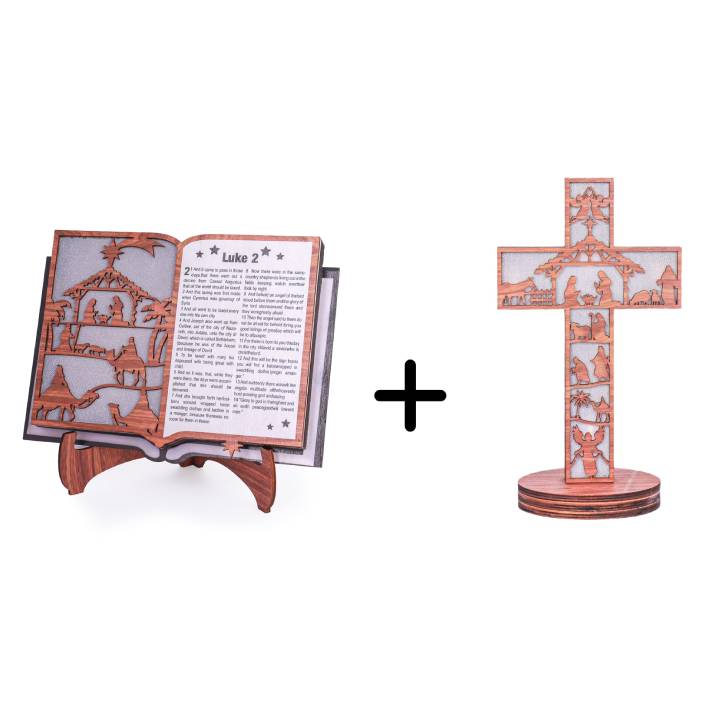 Wooden Standing Nativity Bible Book