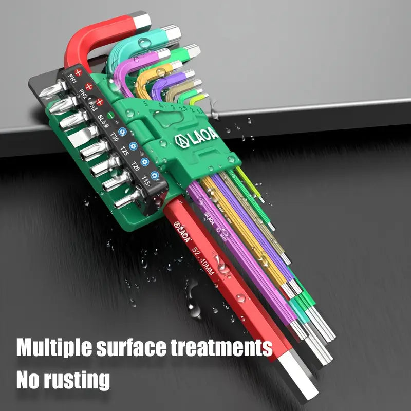 17-Piece Hexagonal Wrench Hanging Screwdriver With Screwdriver Bits Universal Rainbow Ball Head Hexagonal Hand Tool