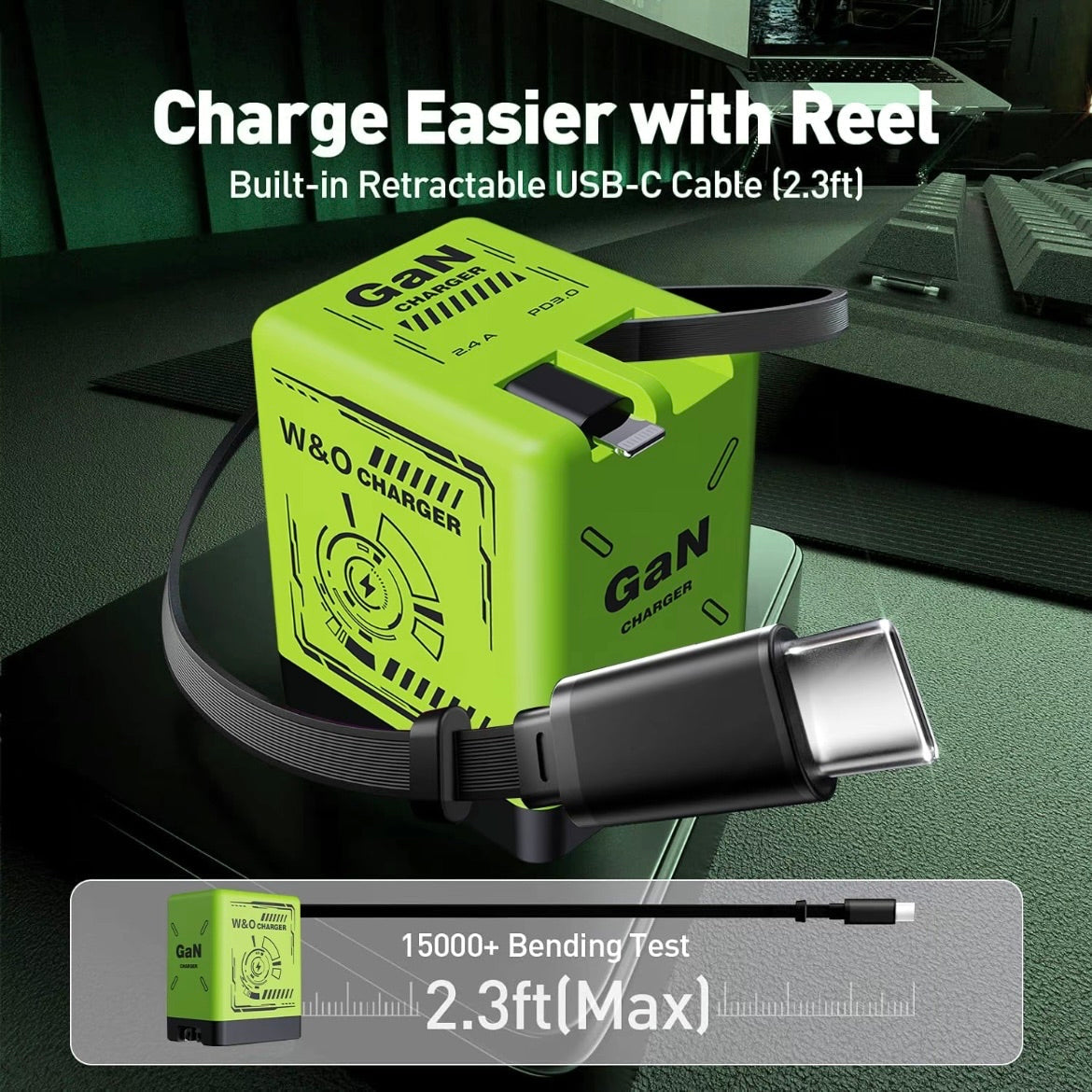 120W GaN Retractable Portable Charger