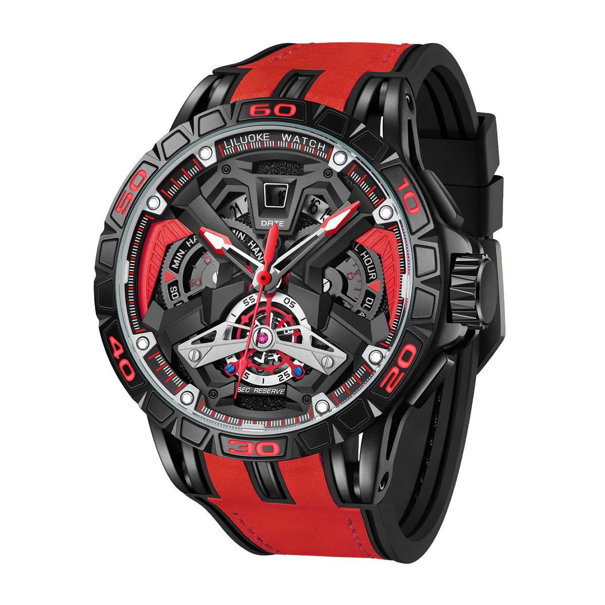 NIBOSI Watches For Men Star Quest Concept Watches Cool Dress Watch 30ATM Luminous Skeleton Design (LK9017G, DT-LK9017G)