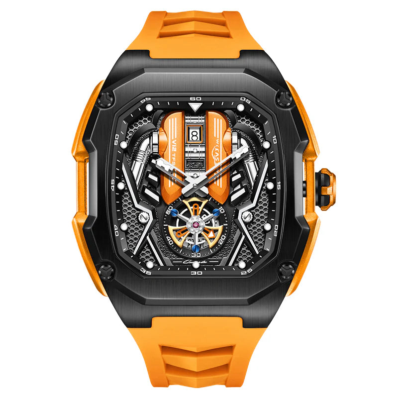 NIBOSI Motorcycle-Inspired Men's Watch - 30M Water Resistant, High-Precision Quartz, Durable Hexagonal Case (LK9019G)
