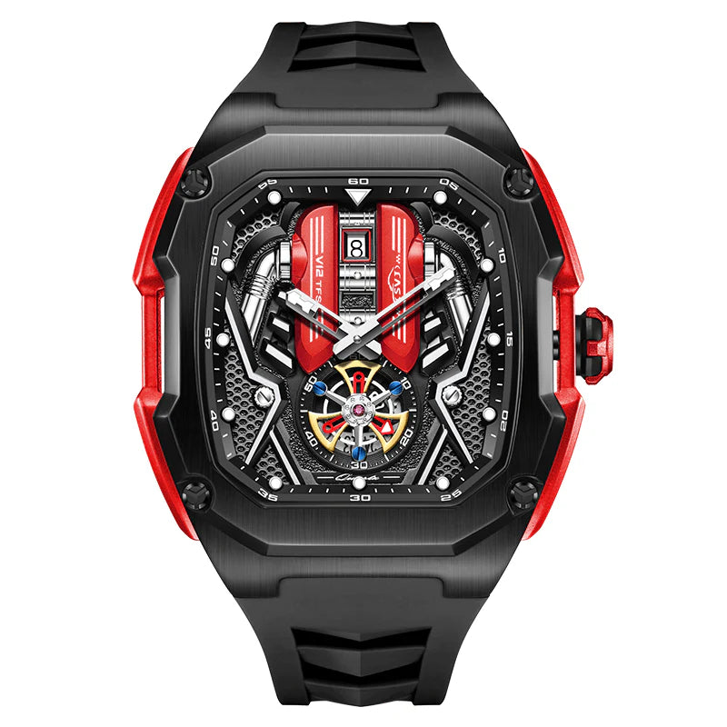 NIBOSI Motorcycle-Inspired Men's Watch - 30M Water Resistant, High-Precision Quartz, Durable Hexagonal Case (LK9019G)