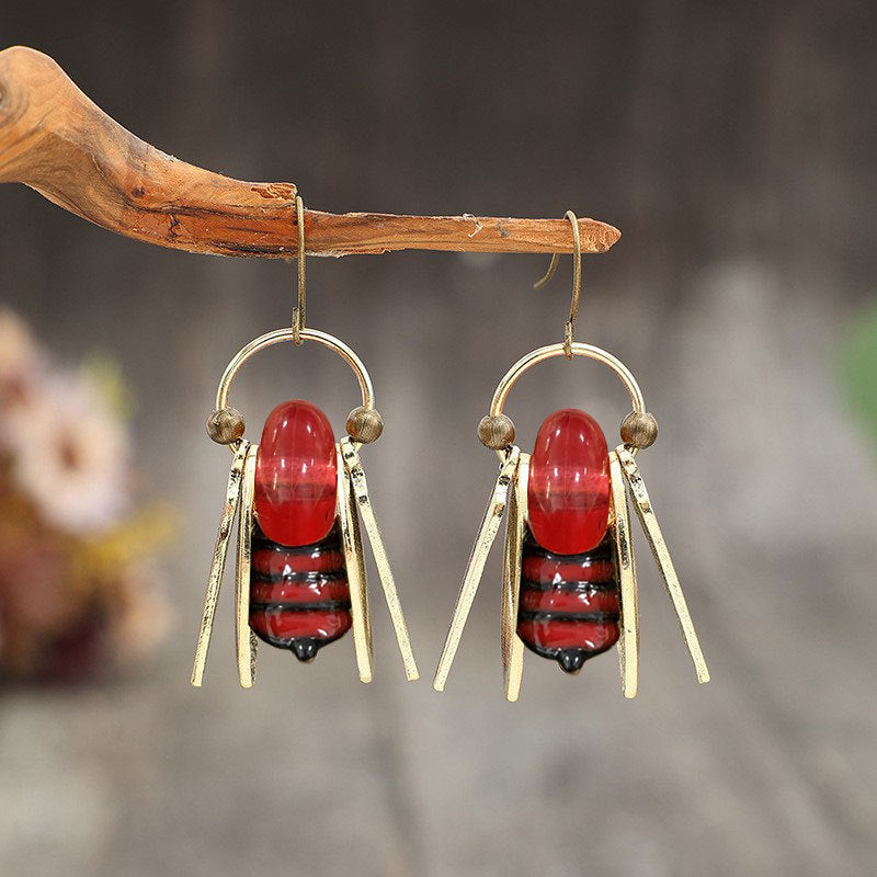 Bee Amber Glass Earrings🐝