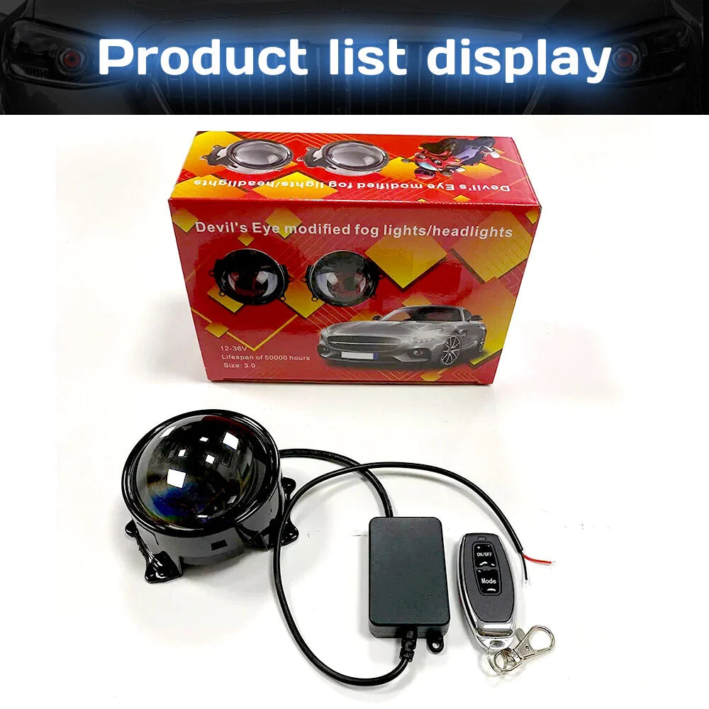 new dynamic LED car headlight 3 inches devil eye LED eye light modified eagle eye light blinking light