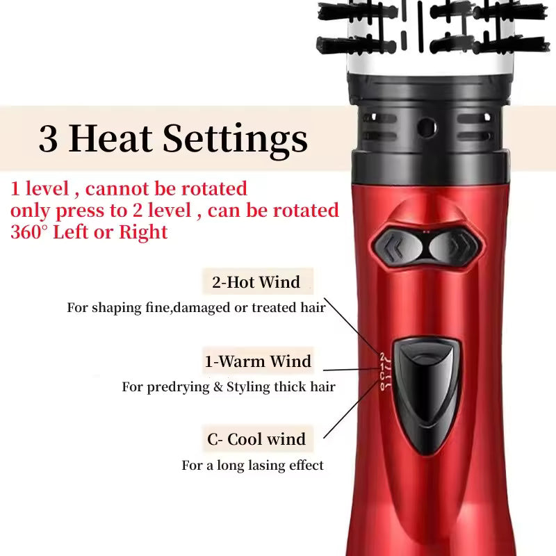 2-in-1 Rotating Hot Air Brush – Dry, Style & Shine in One Step