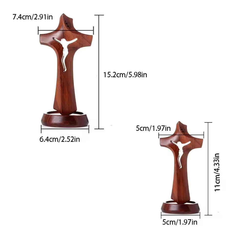 Wooden Sacred Cross Desktop Ornament: Casting a Totem of Faith