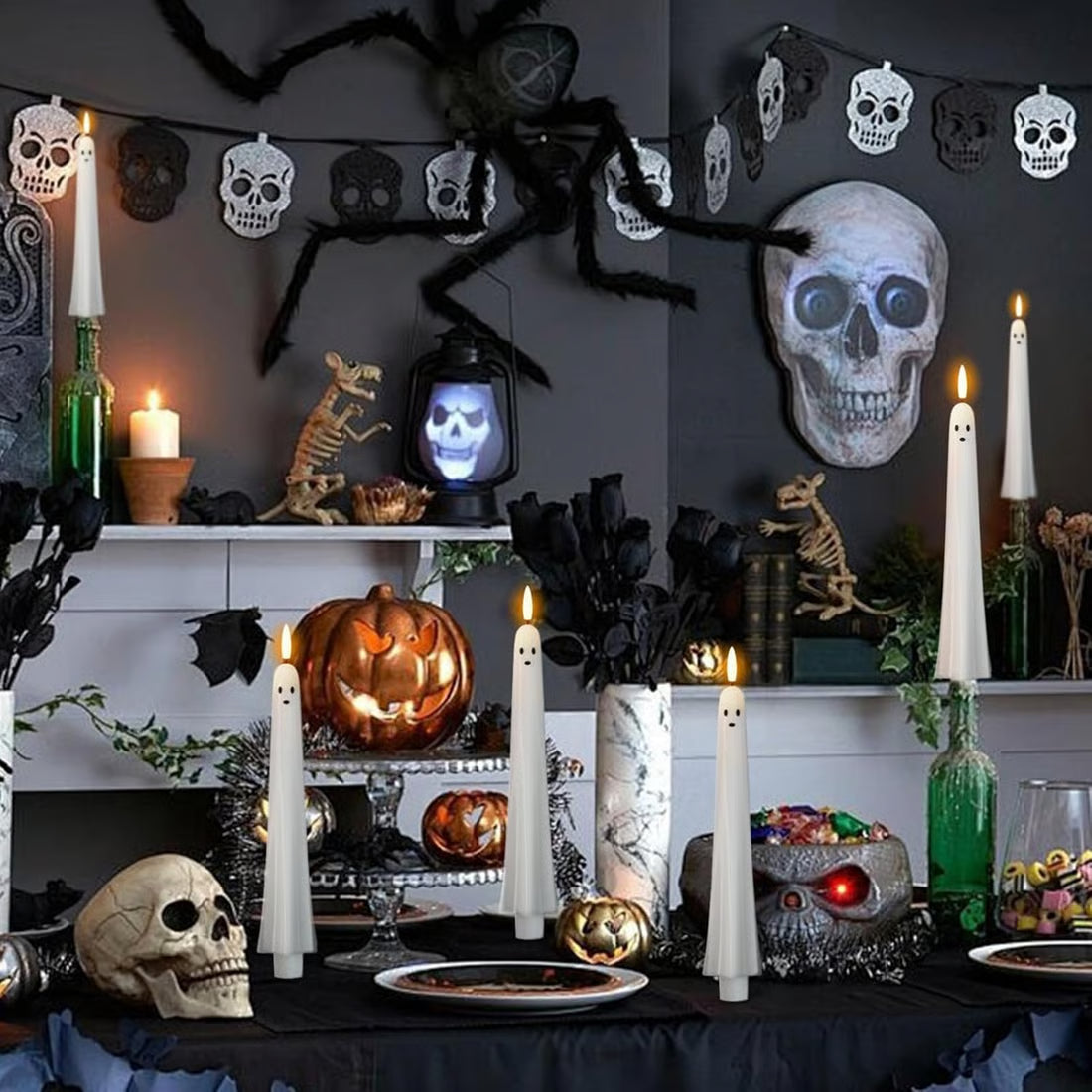 👻Ghost Flameless Taper Candles with Remote and Timer