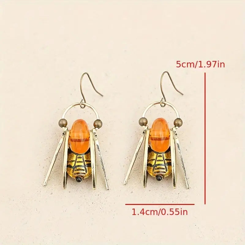 Bee Amber Glass Earrings🐝