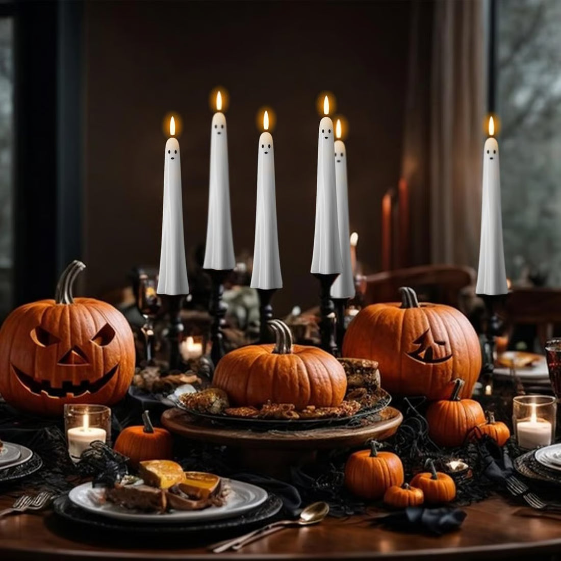 👻Ghost Flameless Taper Candles with Remote and Timer