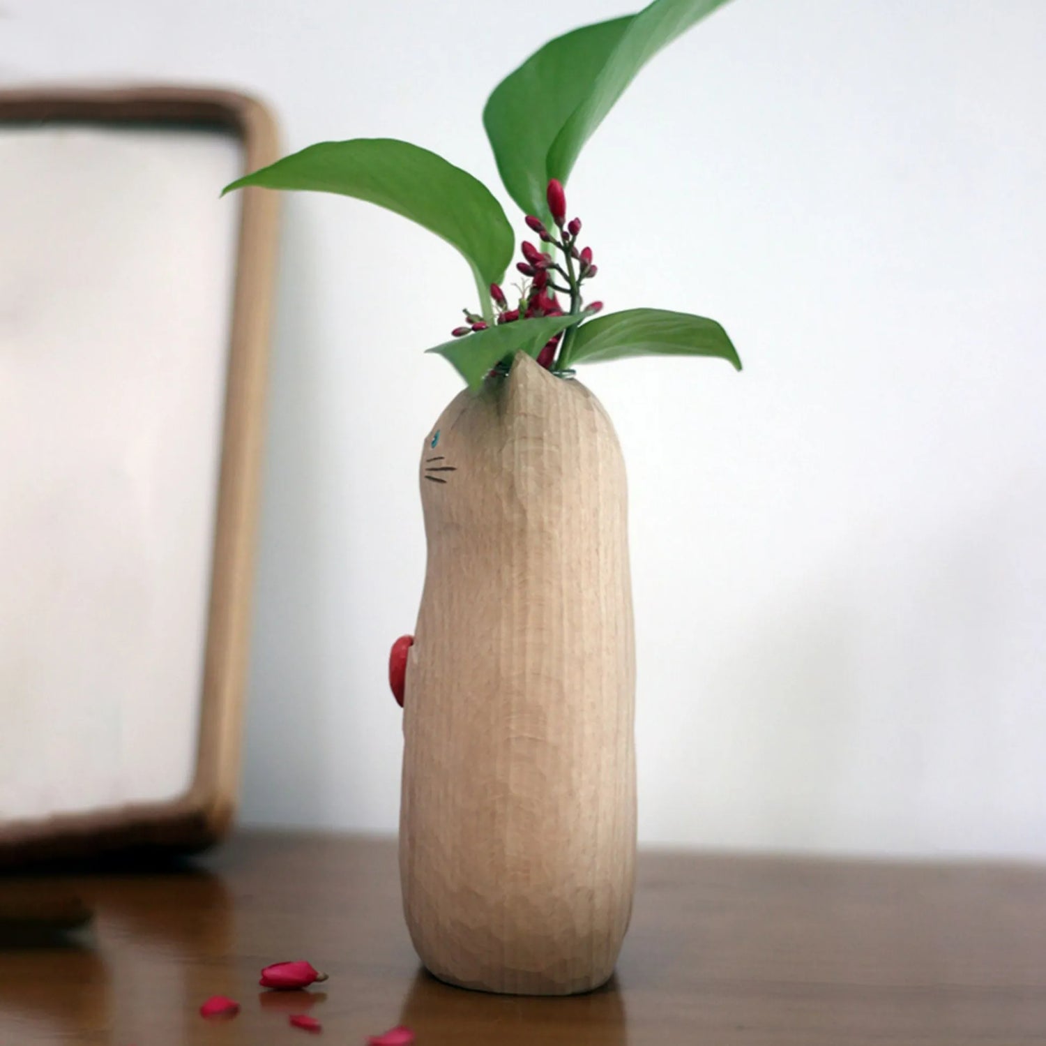 Unique Hand-Painted Cat Vase