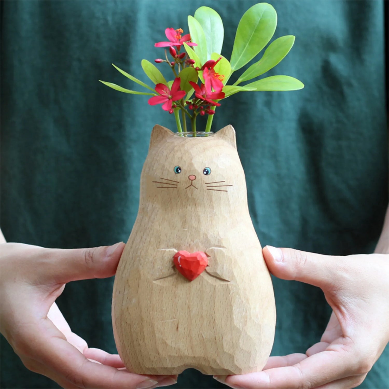 Unique Hand-Painted Cat Vase