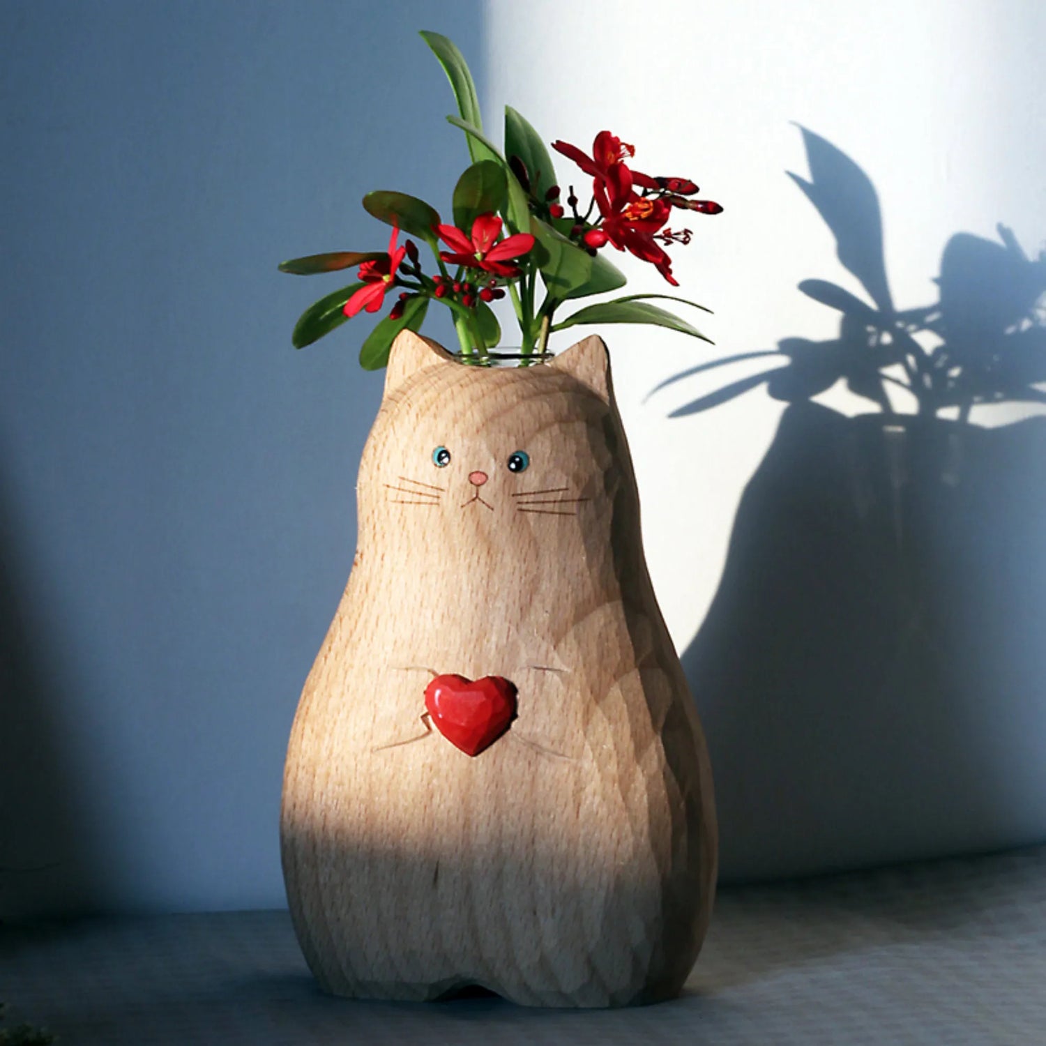Unique Hand-Painted Cat Vase